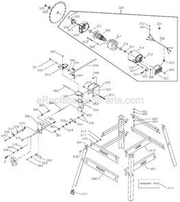 Page B Diagram and Parts List for BDTS100 Type 1 Black and Decker Table Saw